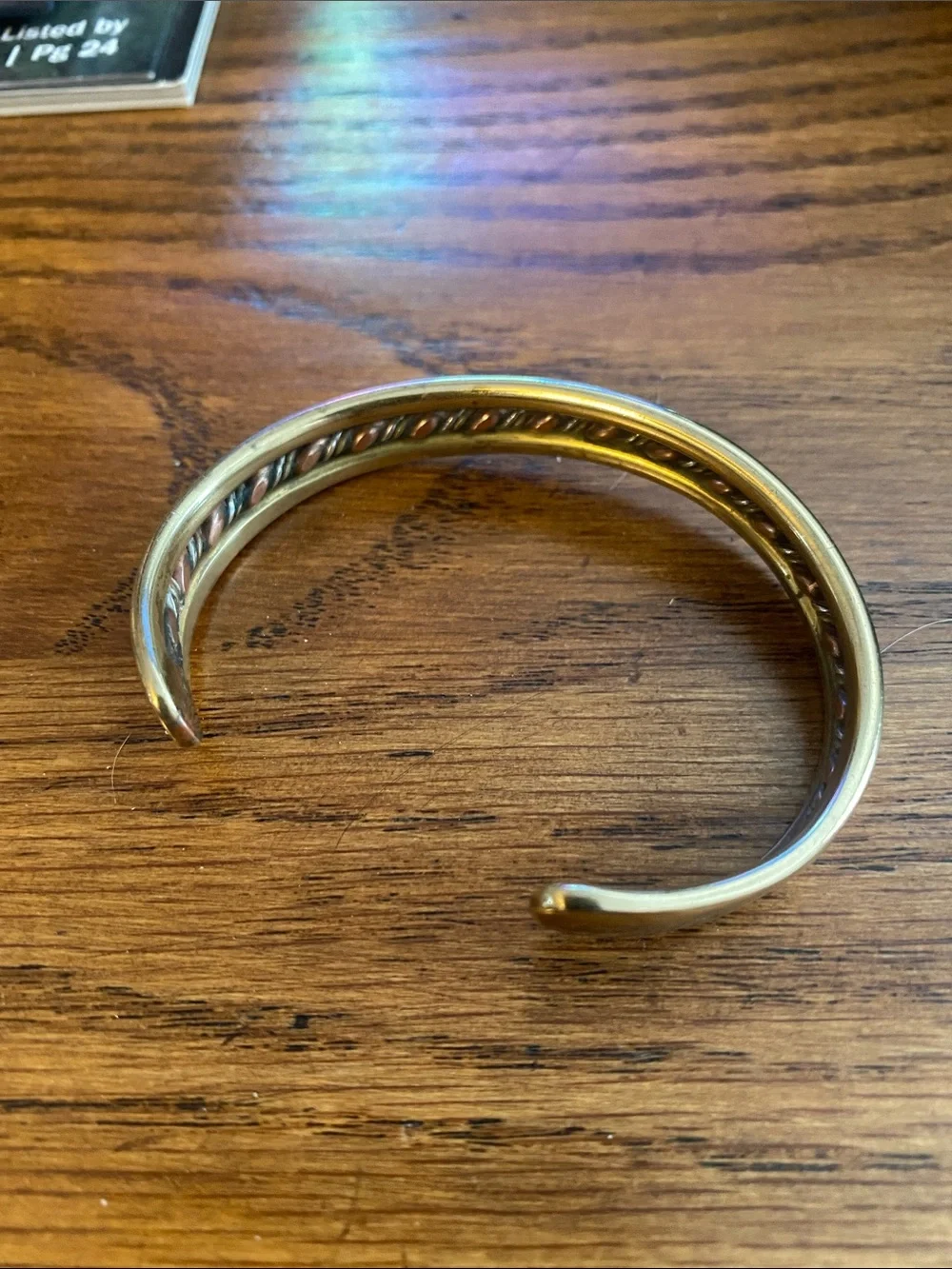 Vintage Signed E 2 Sausalito Copper Brass Silver Twisted Wire Brass Cuff Bracele